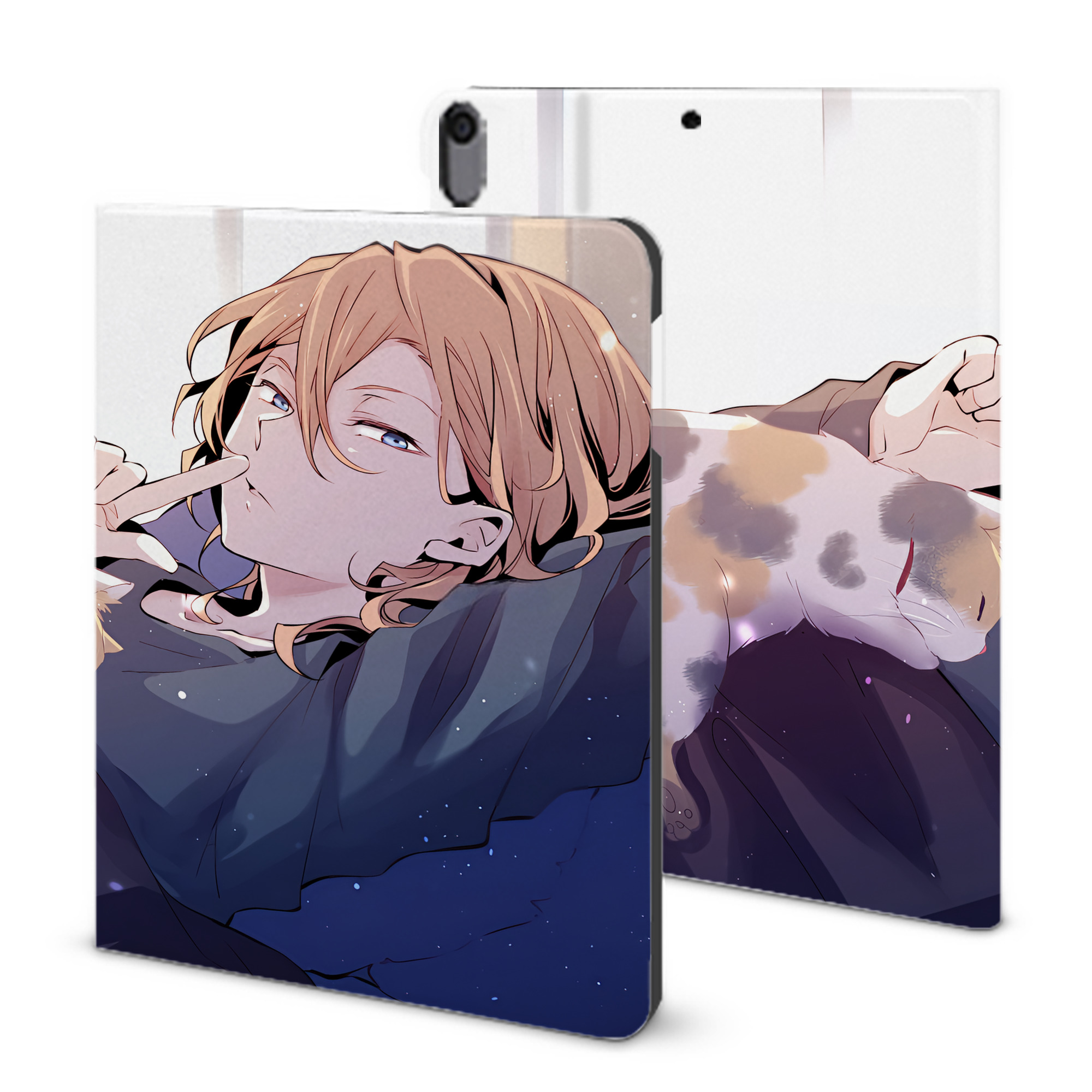 （画像用） 文豪ストレイドッグス Bungo Stray Dogs IPad ケース ブック型 PUレザー TPU 耐衝撃 軽量 薄型 ペン収納なし 全面保護 IPad 各モデル対応